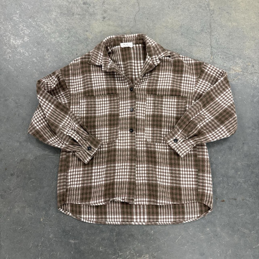 Brown Flannel Button-Up Shirt